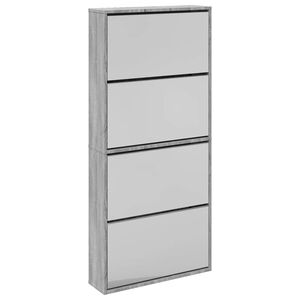 vidaXL Mueble zapatero con espejo 4 niveles gris Sonoma 63x17x134 cm