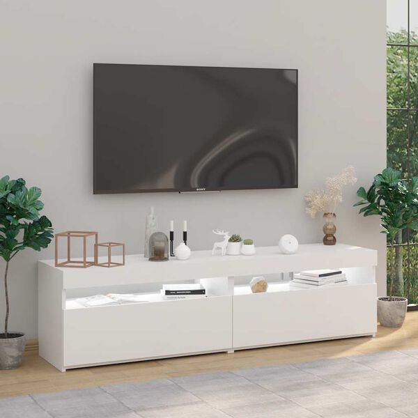 vidaXL Muebles de TV con luces LED 2 uds blanco brillante 75x35x40 cm