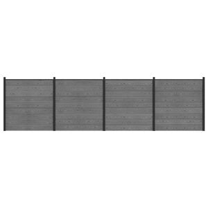 vidaXL Conjunto de valla 699 x 186 cm WPC y Aluminio Gris