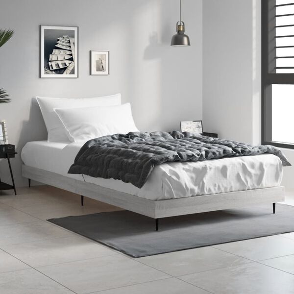 vidaXL Estructura de cama madera de ingenier&iacute;a gris Sonoma 100x200 cm