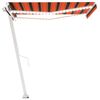 vidaXL Toldo manual retr&aacute;ctil con luz LED naranja y marr&oacute;n 300x250 cm