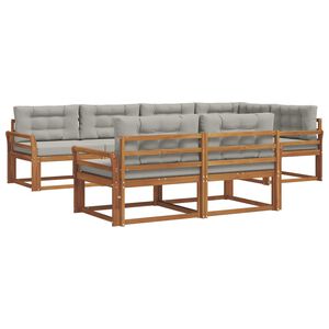 vidaXL Conjunto de sof&aacute;s de exterior 7 pcs Gris Natural y Claro