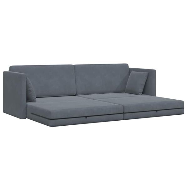vidaXL Sofá-cama de piso Gris oscuro 213 x 70 x 77 cm Terciopelo