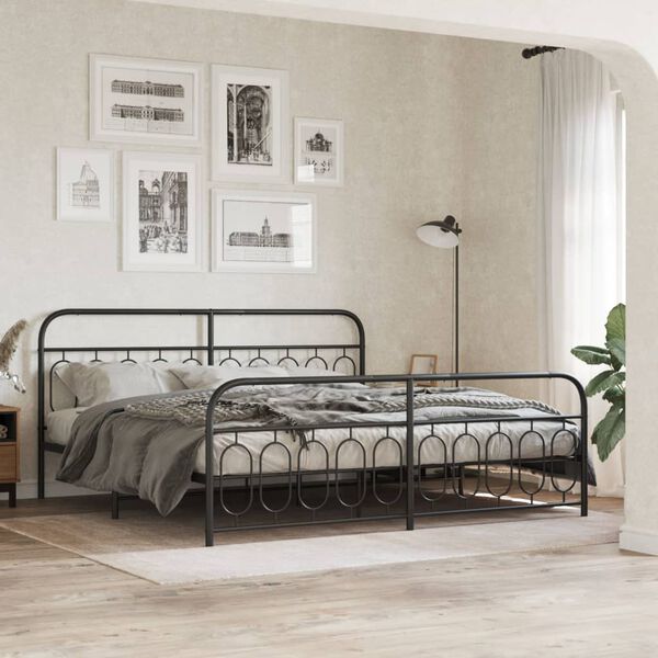 vidaXL Estructura cama sin colchón con estribo metal negro 200x200 cm