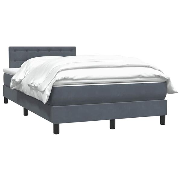vidaXL Cama box spring con colch&oacute;n terciopelo gris oscuro 120x220 cm