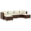 vidaXL Set muebles de jard&iacute;n 6 piezas y cojines rat&aacute;n sint&eacute;tico marr&oacute;n