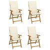 vidaXL Sillas reclinables plegables 4 uds madera maciza acacia cojines