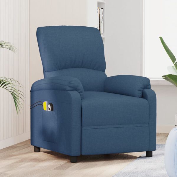 vidaXL Sill&oacute;n de masaje el&eacute;ctrico tela azul