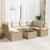 vidaXL Conjunto de sof&aacute;s de jard&iacute;n 7 pcs Beige y Crema rat&aacute;n sint&eacute;tico