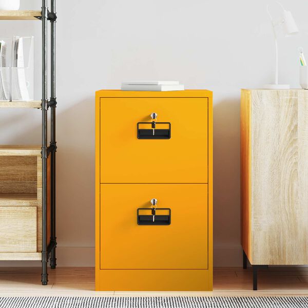 vidaXL Mueble archivador con caj&oacute;n Amarillo Mostaza 44 x 50 x 106.5 cm