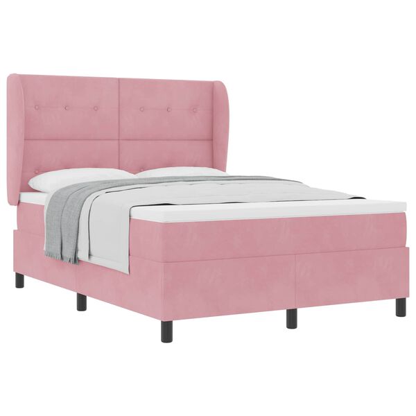 vidaXL Cama tipo Box Spring con colch&oacute;n Rosa 200 x 160 cm Terciopelo