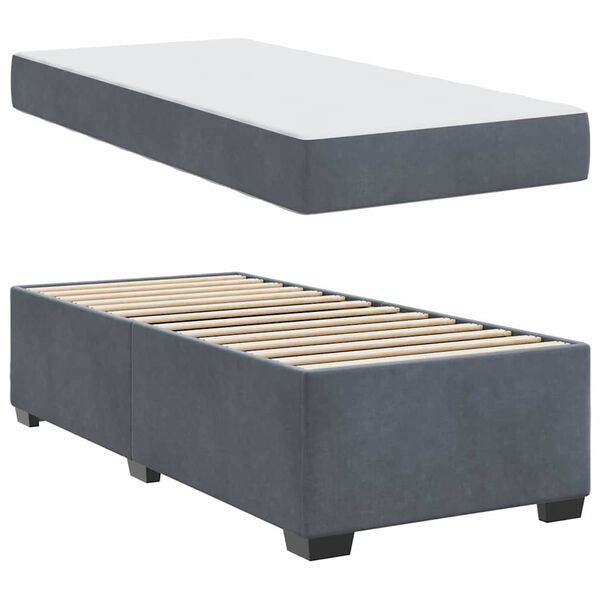 vidaXL Estructura de cama con colchón Gris oscuro 80 x 200 cm tela