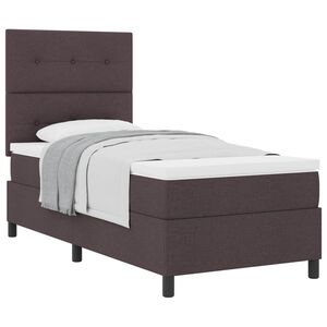 vidaXL Cama tipo Box Spring con colch&oacute;n Marr&oacute;n Oscuro 90 x 190 cm tela