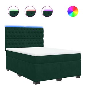 vidaXL Cama box spring con colch&oacute;n terciopelo verde oscuro 140x190 cm