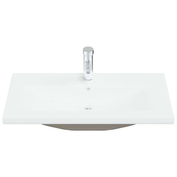 vidaXL Lavabo empotrado con grifo cer&aacute;mica blanco 81x39x18 cm
