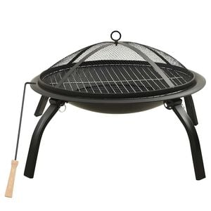 vidaXL Brasero y barbacoa 2 en 1 con atizador acero 56x56x49 cm