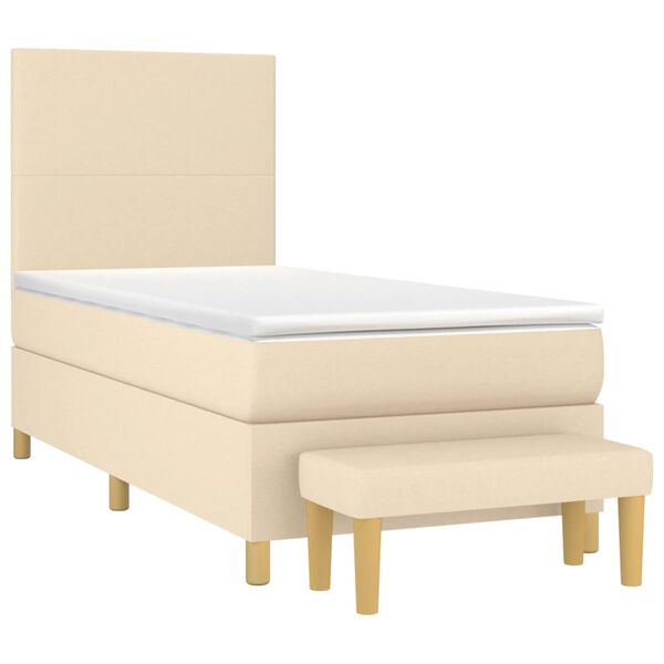 vidaXL Cama box spring con colch&oacute;n tela color crema 90x190 cm