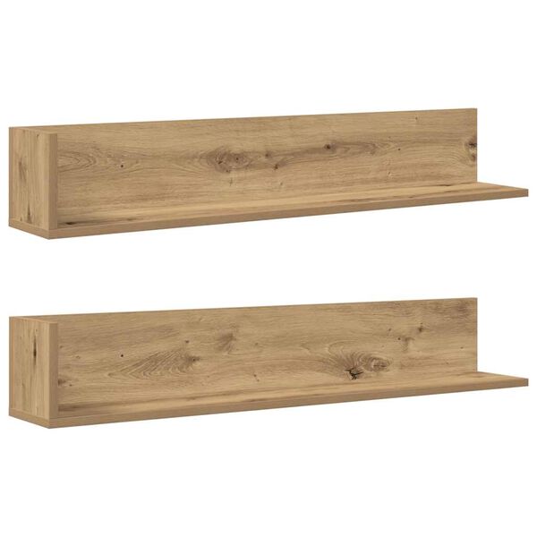 vidaXL Estantes de pared 2 uds madera roble artisan 100x16,5x16,5 cm