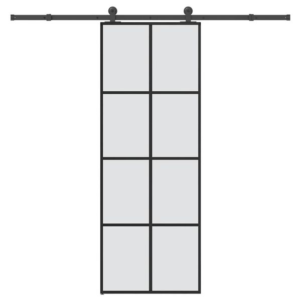 vidaXL Puerta corredera con set herrajes vidrio ESG aluminio 76x205 cm