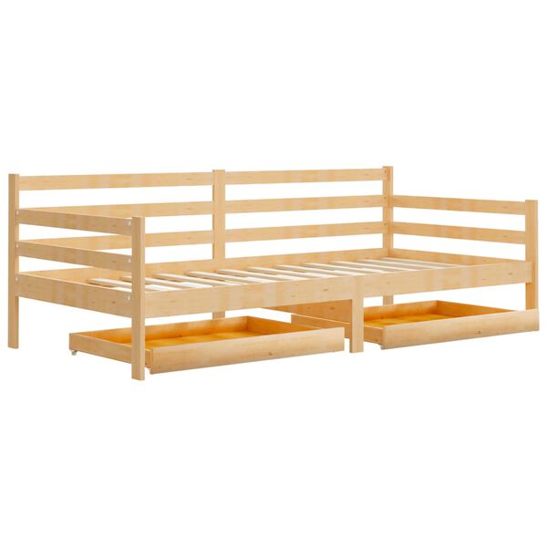 vidaXL Sofá cama con cajones madera de pino maciza 90x200 cm