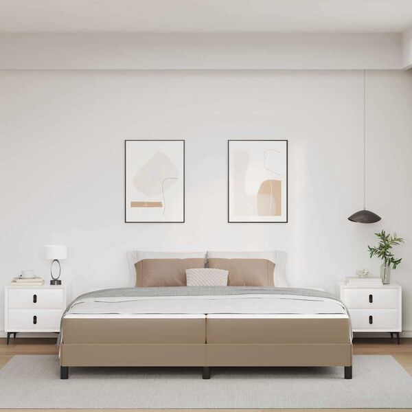 vidaXL Estructura de cama con colch&oacute;n Capuchino 200 x 200 cm tela