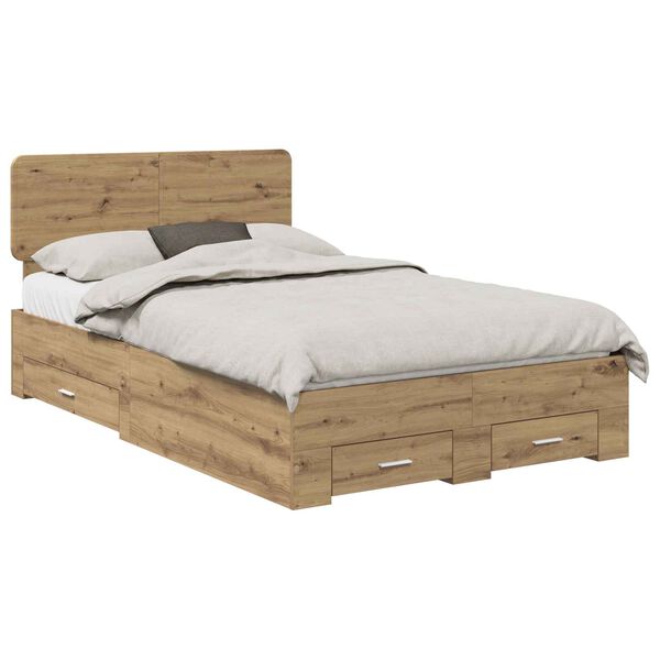 vidaXL Estructura de cama con cabecera Roble artesanal 120 x 190 cm