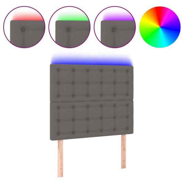 vidaXL Cabecero con luces LED cuero sintético gris 80x5x118/128 cm