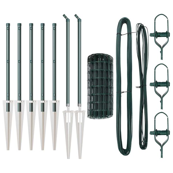 vidaXL Valla con Poste Verde 0,6 x 10 m Acero y PVC