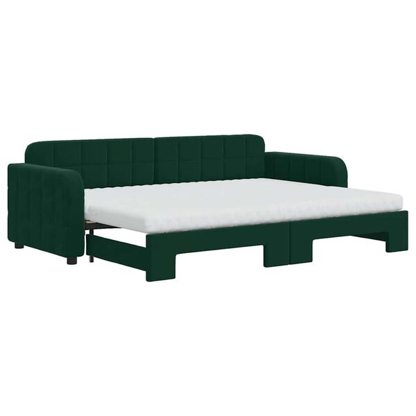 vidaXL Sof&aacute; cama nido con colch&oacute;n terciopelo verde oscuro 80x200 cm