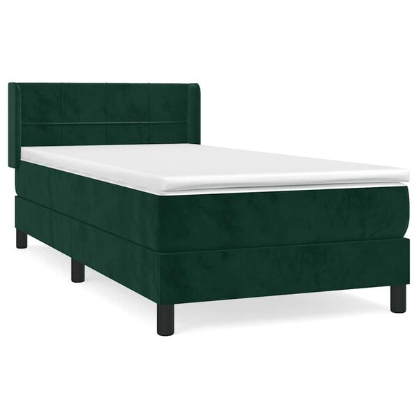 vidaXL Cama box spring con colch&oacute;n terciopelo verde oscuro 90x190 cm