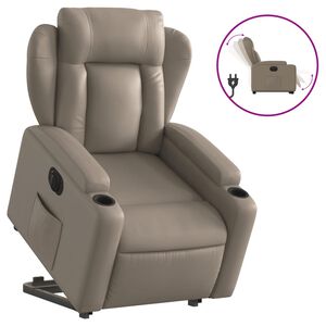 vidaXL Sill&oacute;n elevable el&eacute;ctrico cuero artificial capuchino