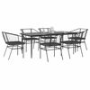 vidaXL Set de comedor de jard&iacute;n 7 piezas cojines rat&aacute;n sint&eacute;tico negro