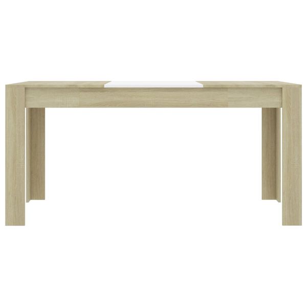 vidaXL Mesa de comedor madera de ingenier&iacute;a blanco/roble 160x80x76 cm