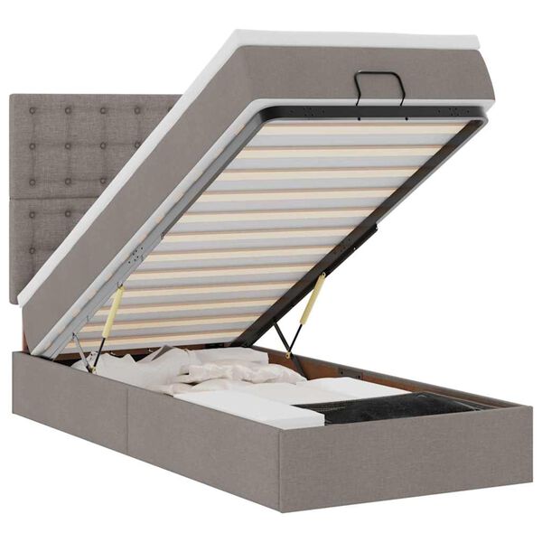 vidaXL Estructura de cama otomana colch&oacute;n tela gris pardo 80x200cm