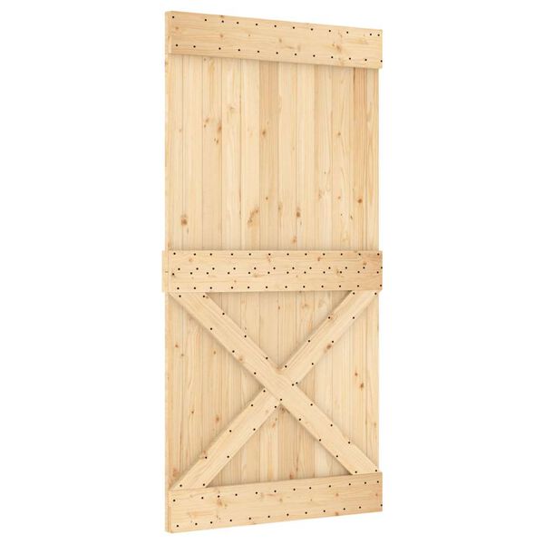 vidaXL Puerta corredera con herrajes madera maciza de pino 100x210 cm