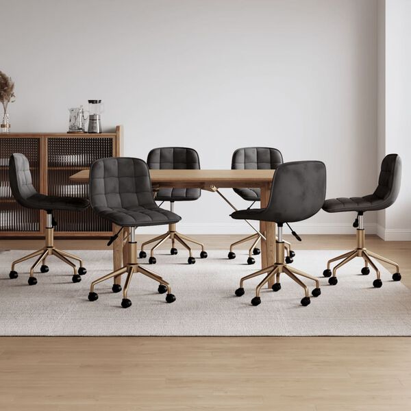 vidaXL Sillas de comedor giratorias 6 unidades terciopelo gris oscuro