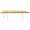 vidaXL Toldo retr&aacute;ctil manual con postes amarillo y blanco 6x3 m