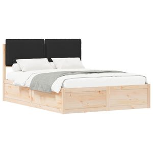 vidaXL Estructura de Cama con Cabecera Tapizada Negro 135 x 190 cm