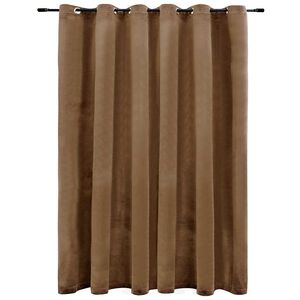 vidaXL Cortina opaca con anillas de metal terciopelo beige 290x245 cm