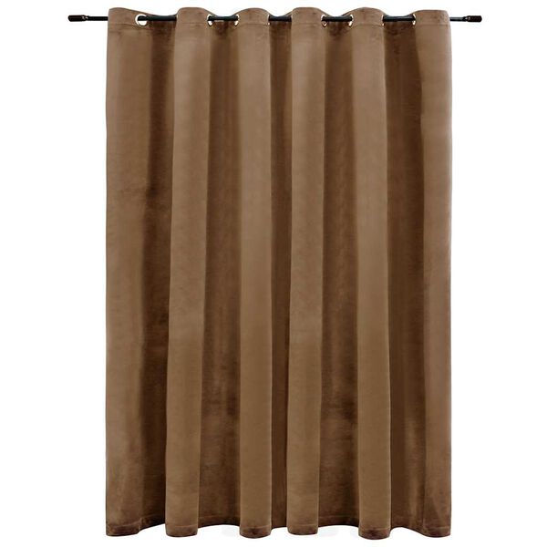 vidaXL Cortina opaca con anillas de metal terciopelo beige 290x245 cm