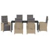 vidaXL Conjunto de Comedor de Jard&iacute;n 7 pcs Beige rat&aacute;n sint&eacute;tico