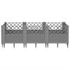 vidaXL Jardinera con clavijas PP gris claro 123,5x43,5x43,5 cm
