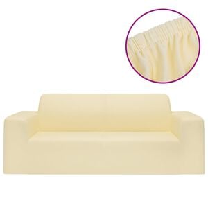 vidaXL Funda el&aacute;stica para sill&oacute;n de 2 plazas poli&eacute;ster jersey crema