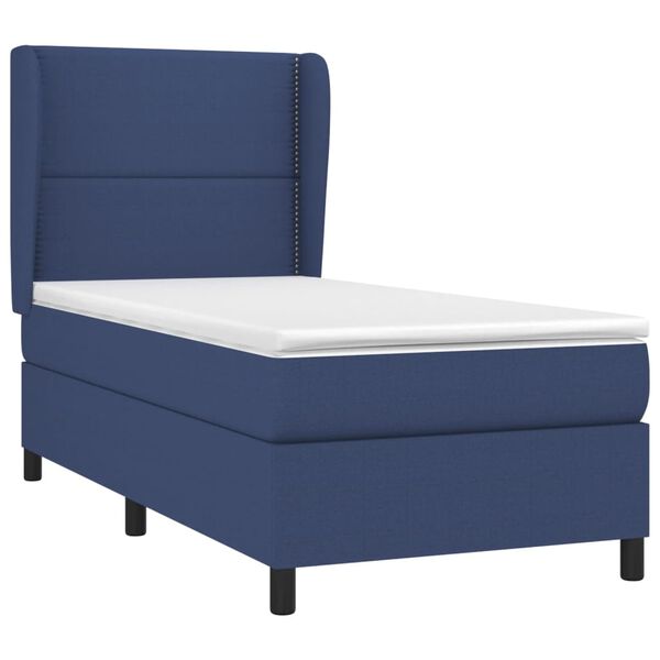vidaXL Cama box spring con colch&oacute;n tela azul 100x200 cm