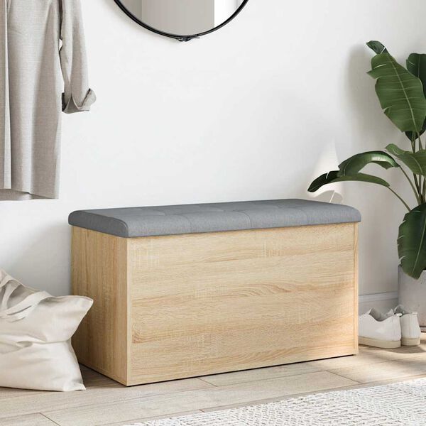 vidaXL Banco de almacenaje roble Sonoma 82x42x45 cm madera de ingenier&iacute;a