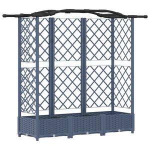vidaXL Cama elevada con trellis y techo Gris 163 x 40 x 126 cm PP