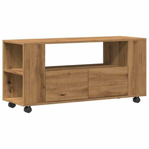 vidaXL Mueble TV ruedas madera ingenier&iacute;a roble artisan 102x34,5x43cm