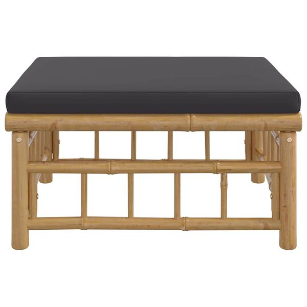 vidaXL Reposapi&eacute;s de jard&iacute;n bamb&uacute; con coj&iacute;n gris oscuro