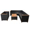 vidaXL Set muebles de jard&iacute;n 5 piezas y cojines rat&aacute;n sint&eacute;tico negro
