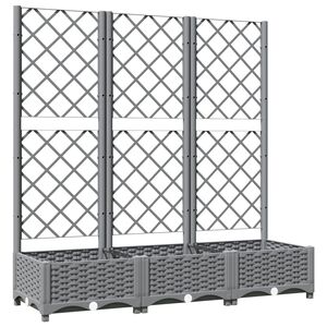 vidaXL Jardinera con enrejado PP gris claro 120x40x121,5 cm